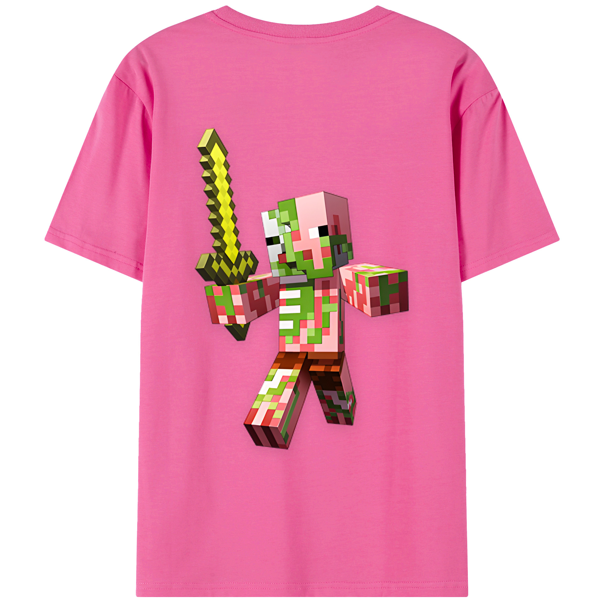 （画像用） マインクラフト ブロックの世界 Minecraft MC Block world レディース半袖Tシャツ(バックプリント)